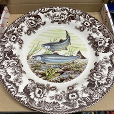Flawless Spode Woodland King Salmon Fish: NEW Dinner Plate, 10 1/2", With Box