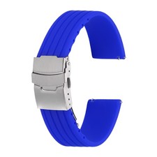 Silicone Watch Bands 22mm Soft Watch Bands with Silver Snap Buckle, Light Blue