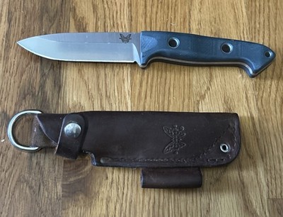 Nice Benchmade 162 Bushcraft Knife S30V With Leather Sheath 