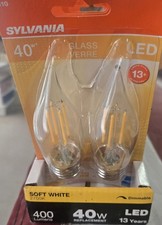 Lot Of 6 - Sylvania 40w Clear B10 Candelabra Bulbs Bent Tip 400 Lumens 2-Packs