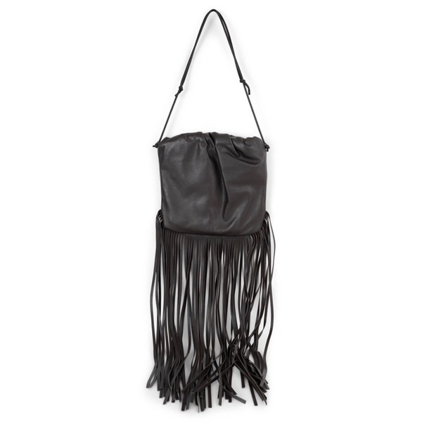 73004 authentische BOTTEGA VENETA Fondant braun Leder 2020 FRANSENBEUTEL Tasche