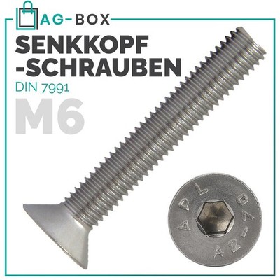 Senkkopfschrauben M6 DIN 7991 Edelstahl A2 VA V2A Senkkopf Innensechskant