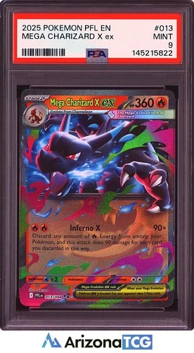 Pokemon 2025 Mega Charizard X EX 013/094 Phantasmal Flames PSA 9