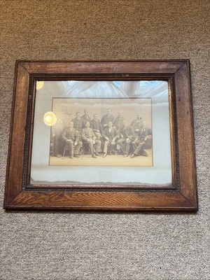 Antique Old Painting Of Men On Board  19X23 
