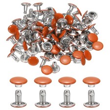 120Set Leather Rivets, 8mm Double Cap Rivet Tubular Metal Studs, Orange