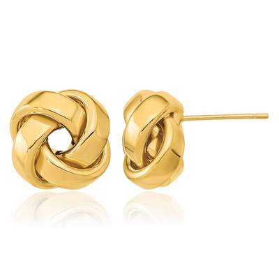10K Gelbgold extra große Liebesknoten gedrehte Ohrstecker 12 mm 1/2 Zoll