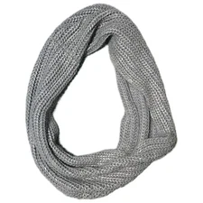 Cotton On Women Gray Knit Metallic Infinity Loop Scarf Cozy Winter Accessory (Y)