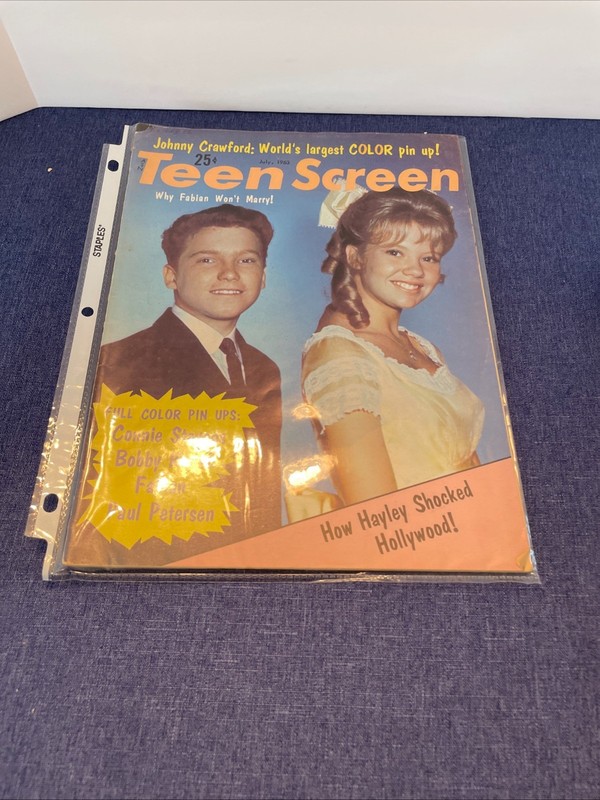 1963 July Teen Screen Magazine Cover Hayley Mills and Eddie Hodges
