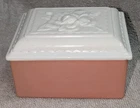 Vintage LE Smith Milk Glass Rose Covered Cigarette Box Pink White