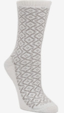 Cuddl Duds Womens Shoe Size 4-10 Aztec Boot Socks in Metallic Ivory/Gray 2442