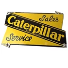 Vintage Caterpillar Sign - Gas Pump Automotive Sales & Service Porcelain Sign