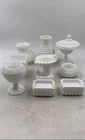 White Milk Glass Hobnail Glassware Bowl Vase Candy Dishes Lot Of 9