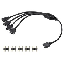 ARGB Splitter Cable, 5V 12" 3 Pin 1 to 4 Female to Female, Black