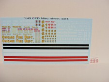 Chicago Fire Dept 1/43 Scale Water Slide Decals For Customs and IXO Engines