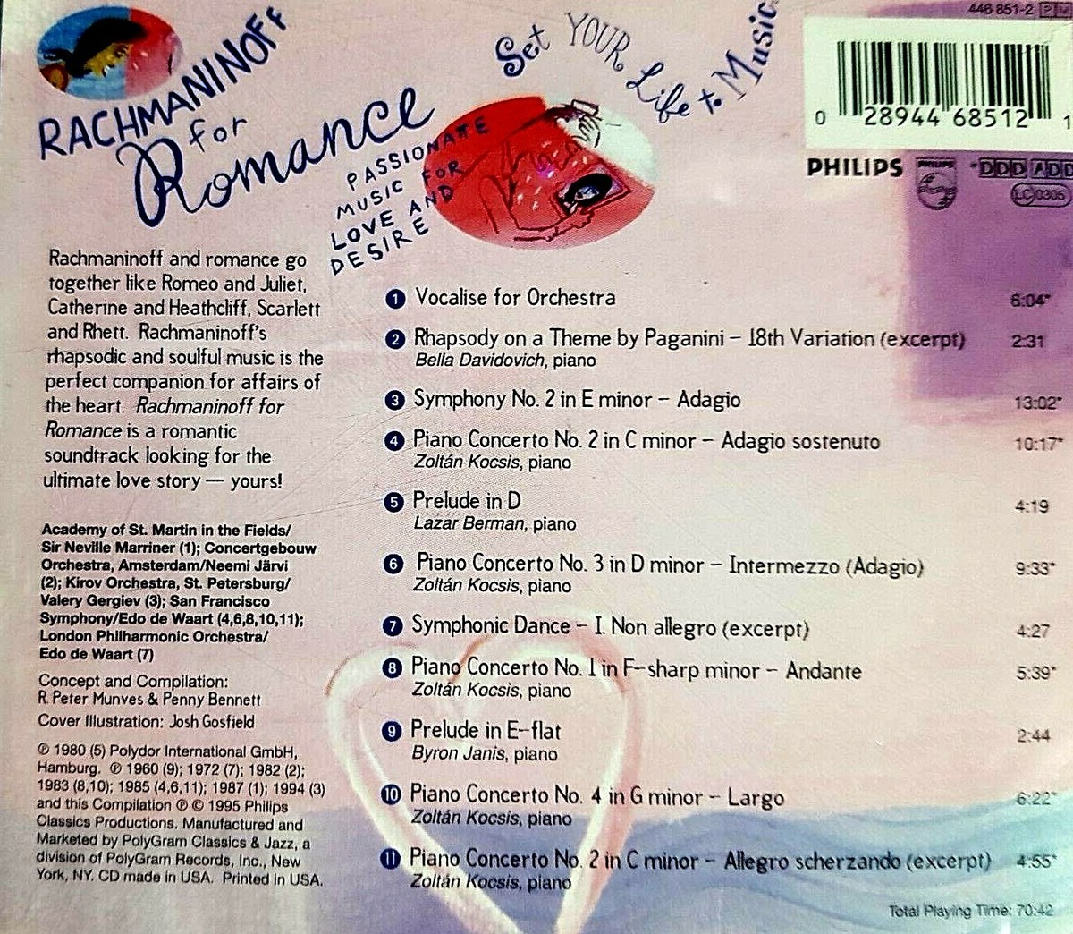 RHAPSODIES FOR ROMANCE レコード LP Rachmaninoff for Romance