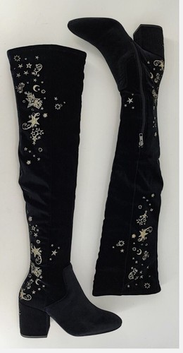 Ash Women's Eros Embellished Velvet EOver-the-Knee Boots Size 9.5 US