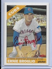 2015 TOPPS HERITAGE ERNIE BROGLIO AUTO SIGNED #ROA-EBR #D5/66 CHICAGO CUBS
