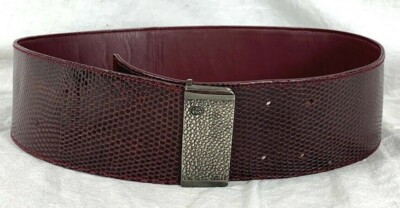  GUCCI Wide Burgundy Wine Lizard and Leather Women's Belt 70-28 Made in Italy 