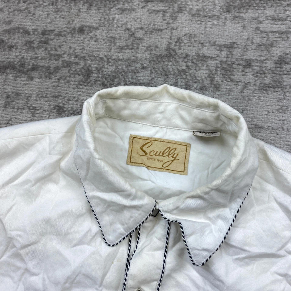 Scully 珍珠 Snap 衬衫中号米色棕褐色男式西部牧场户外 Rockabilly — 第 3/4 张图片