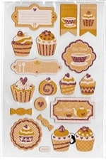 Glitter Kraft Stickers - Glitter Cupcakes