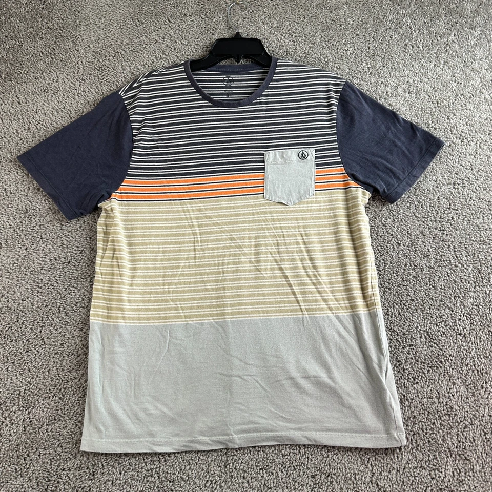 Volcom Shirt Mens L Multicolor Striped Logo Cotton Blend Skater Skateboarding - Image 2 of 4