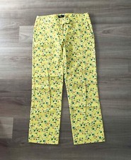 Vintage Yellow Trousers Floral Print pants small Yellow Pants Cottage Core Hippy