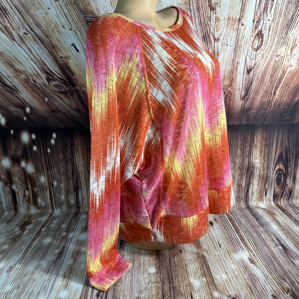 John Paul Richard Size Large Colorful Boho Open Knit Lightweight Sweater Top - Image 2 of 4