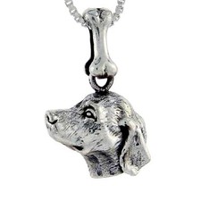 Sterling Silver Golden Retriever Dog Head Pendant / Charm, Italian Box Chain