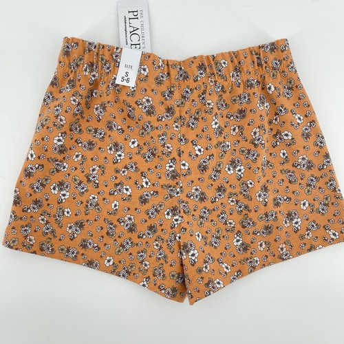The Children’s Place Girl’s Orange Ditzy Floral Pull On Cotton Shorts Small 5/6 - Picture 6 of 8