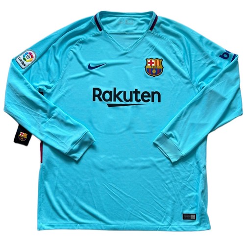 2017/18 Barcelona Away Jersey #10 Messi 2XL Nike Long Sleeve Soccer NEW - Picture 3 of 20