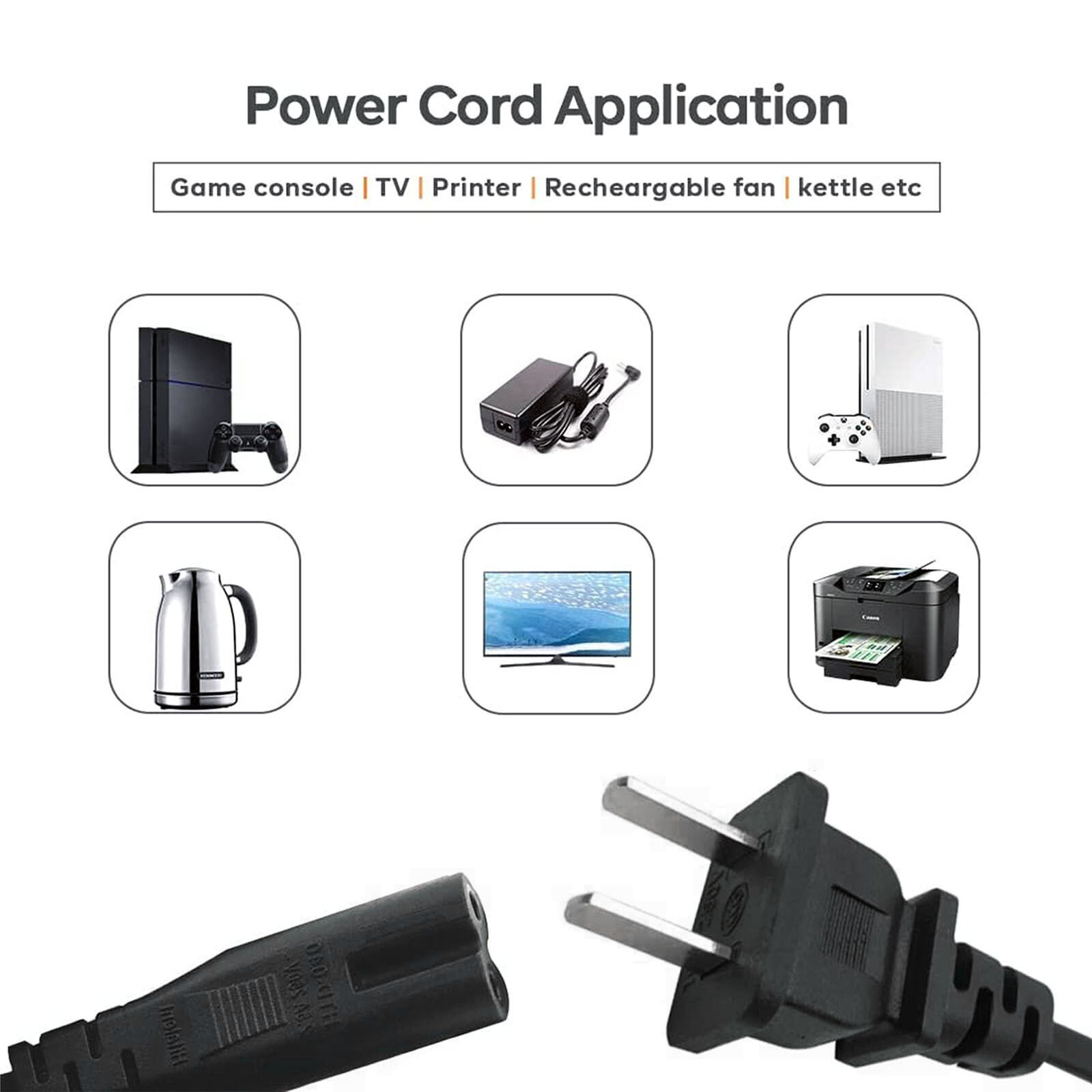 AC Power Cord Cable For Klipsch Cinema 400 600 700 800 40 48 Sound Bar Subwoofer