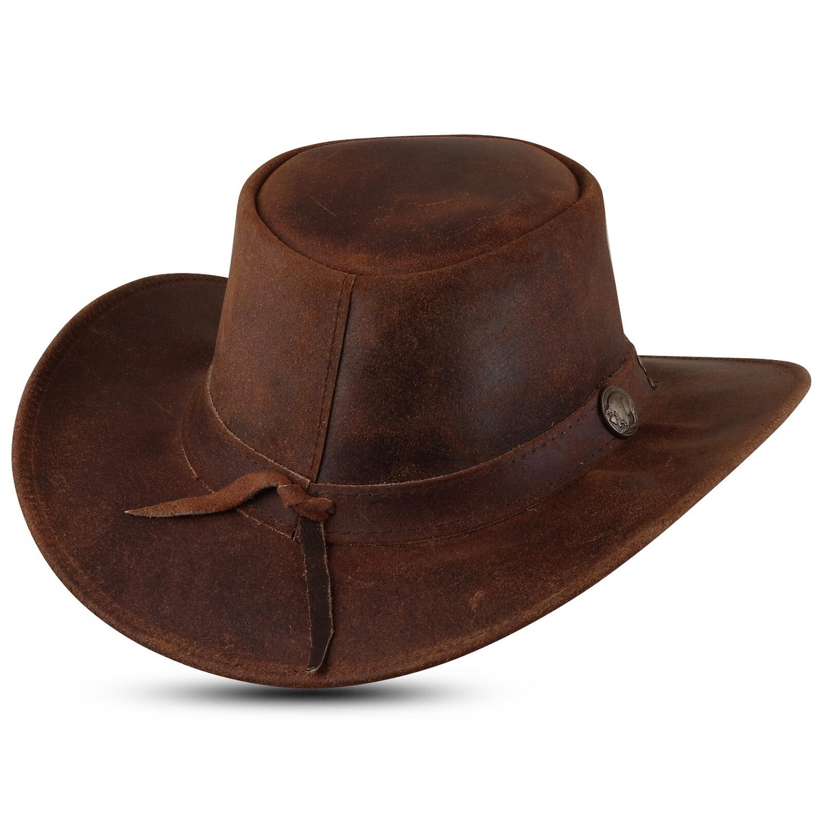 Genuine Leather Unisex Western Cowboy Hat-Handmade Cowboy  display picture 1
