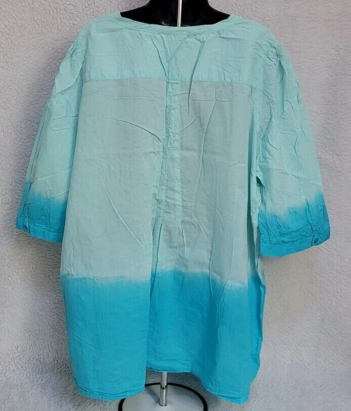 Camisa Top Blusa MainStreet Azul Mujer Talla 1X Verde Azulado Foto 4 de 4