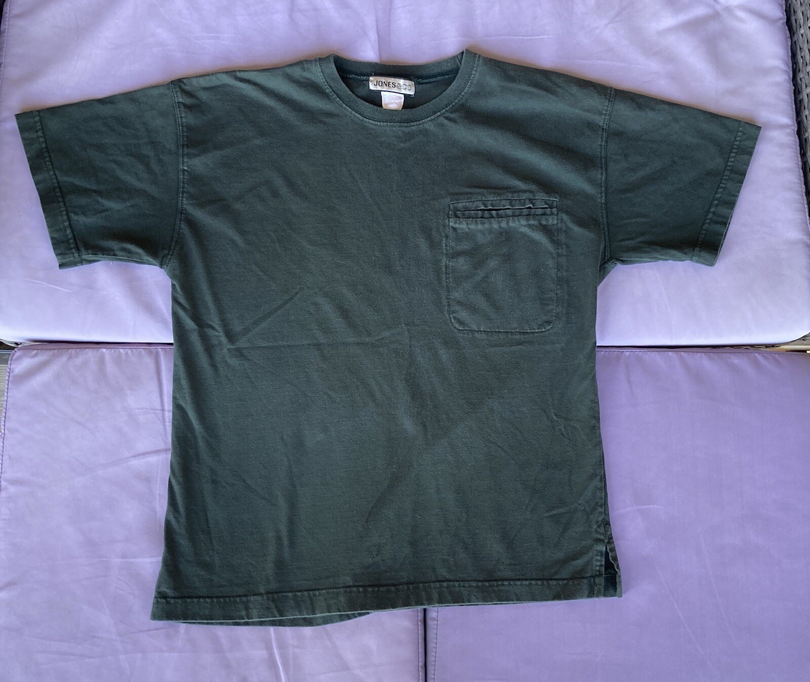 Jones & Co Vintage Forest Green Basic Pocket Tee  