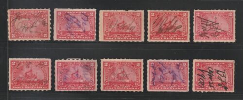 Scott #R164p, Used, 2¢ Documentary, Battleship, Manuscript Cancels, 10 Stamps