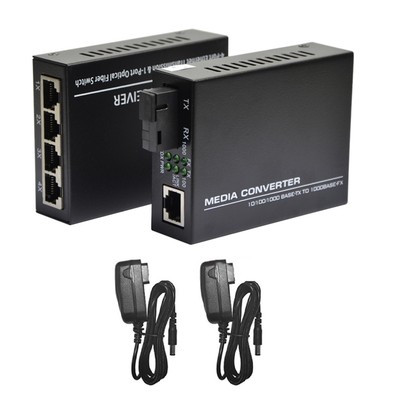Gigabit Ethernet Media Converter Single Mode Port 4 RJ45 And 1 SC Transceiver k