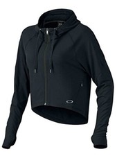 Oakley Women's Mantra Full Zip Crop Hoodie Sweatshirt Jet Black Small 561266-01K