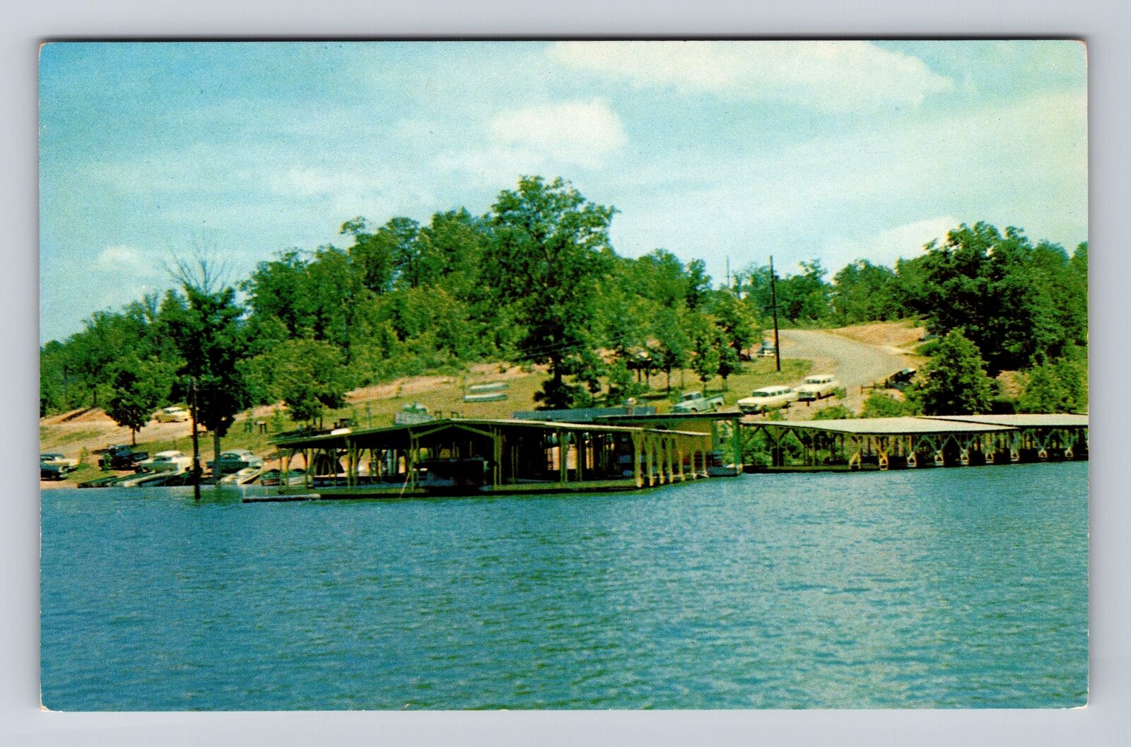 Bull Shoals Lake AR-Arkansas, Bull Shoals Boat Dock, Ozarks, Vintage Postcard