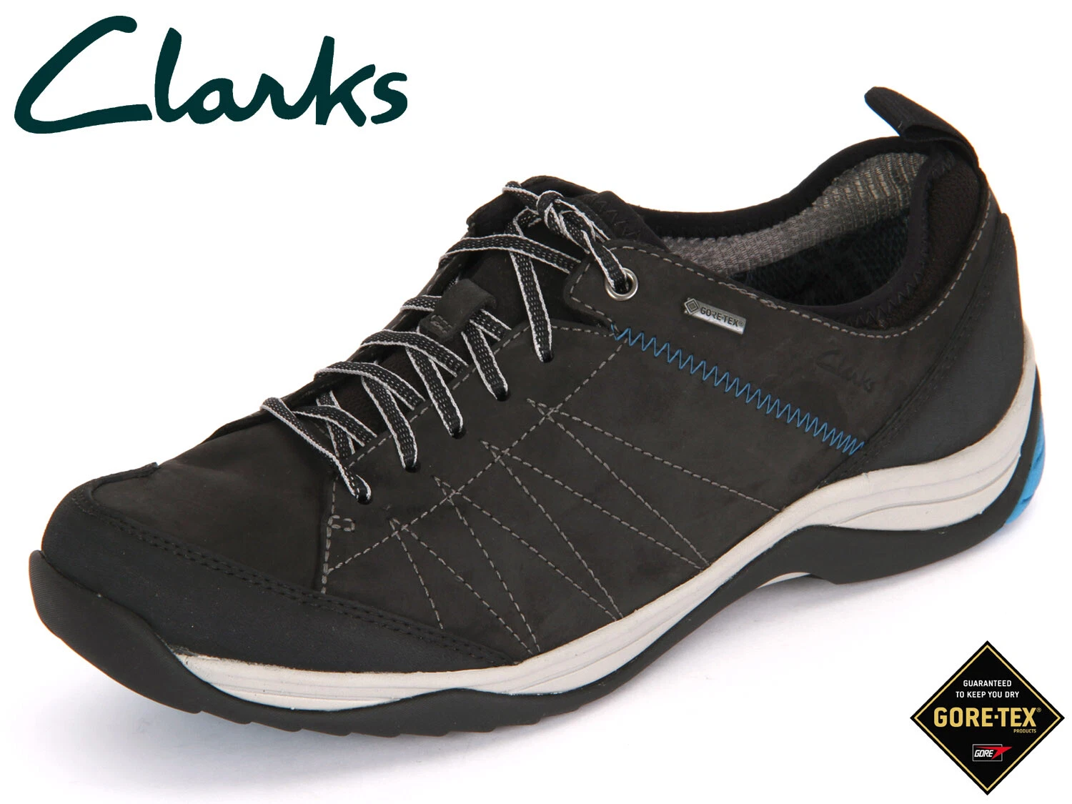 Clarks Mens ** BAYSTONE LO Lea Nubuc Black - Waterproof Casual ** UK 7 / US 8 G
