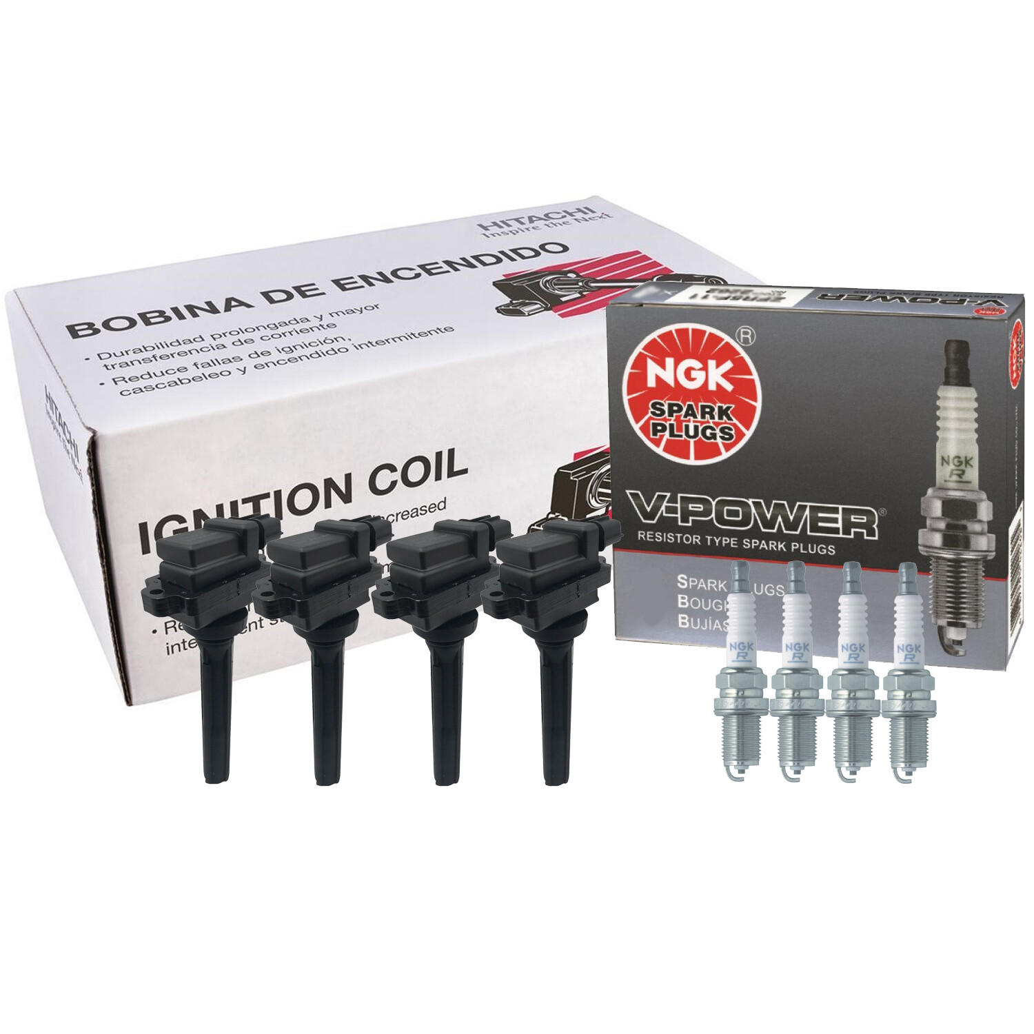 Hitachi 4 Ignition Coils  NGK 4 V-Power Spark Plugs Kit For Suzuki Sidekick