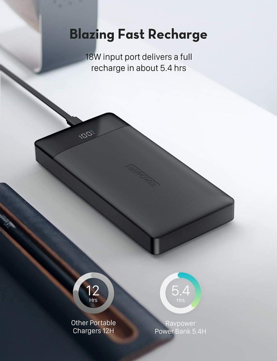 RAVPower PD Pioneer 20000mAh 18W Portable Charger 3-Port Power