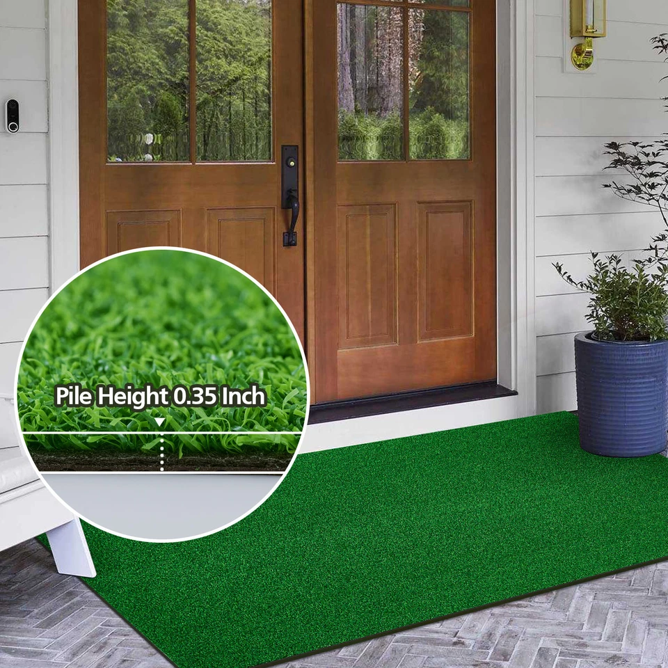 Outdoor Rug Waterproof Area Rugs Outdoor Patio Rug Carpet Entryway Mat Green - Image 4 of 4