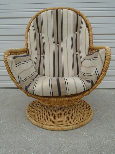 Vintage Wicker Chair Egg Clam Basket Rattan Balloon ...