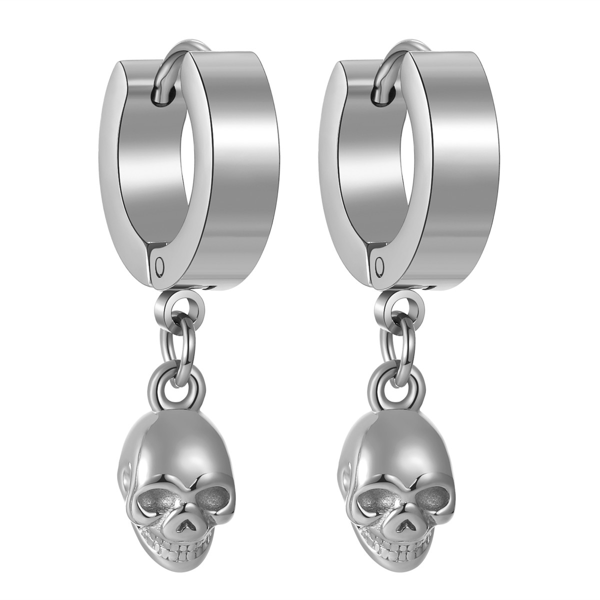 Cupimatch 2 Pairs Gothic Stainless Steel Skull Skeleton Hand Stud Earrings – Punk Rock, Screw Back, Men's Jewelry
