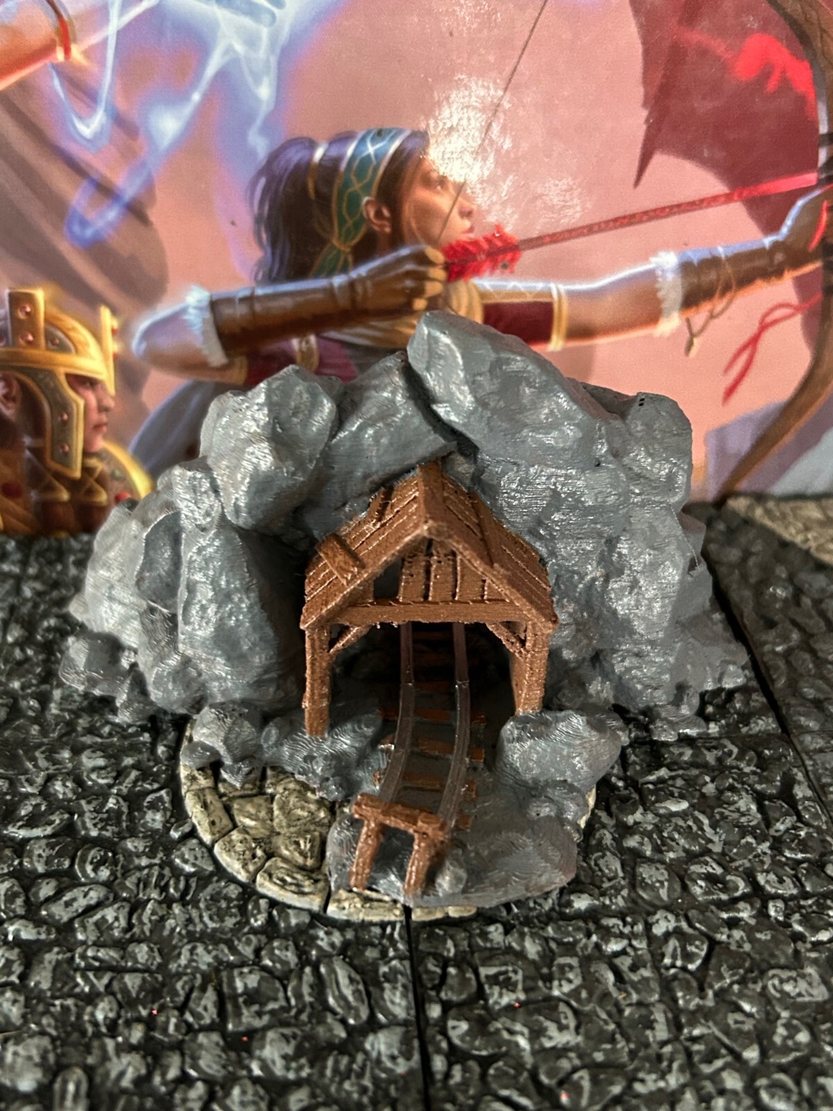 Stone Mountain Mine Opening miniature Dungeons & Dragons D&D painted terrain