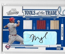2005 Absolute Tools of the Trade GAME jersey shoe bat MARLON BYRD Phillies /50