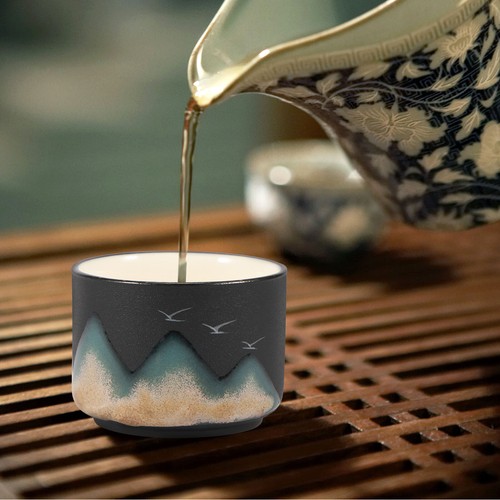 4Pcs Ceramic Tea Cup Mountain Pattern Teacup Set 50ml Ceramic Tea Cup with tihmP - Picture 6 of 11
