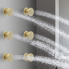 Brass Round Shower Body Spray Jets 6 Pack, HOMEDEC Spa Massage Nozzle 2inch Rain