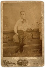 Cabinet Card Circa 1880s Robinson Cute Boy in Bow New York