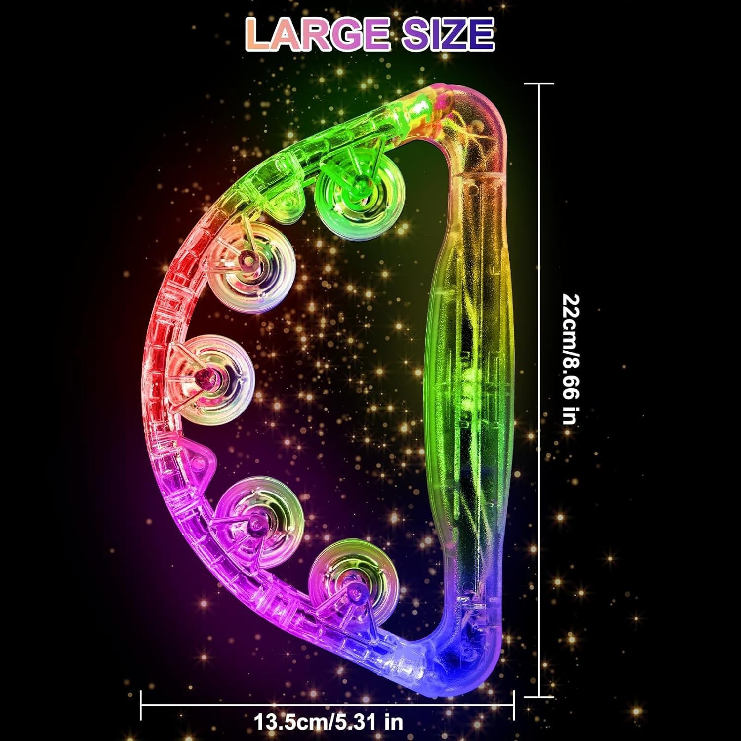 LED Tambourine, Light up Toys Handheld Musical Flashing Tamborine Autism Toys Pa